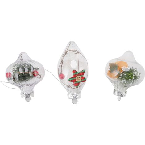 12 Stück Weihnachtskugeln, transparent, bruchsicher, umweltfreundlich, aus PET, blasgeformt, für Dekoration und Partys 6165 (1/5)