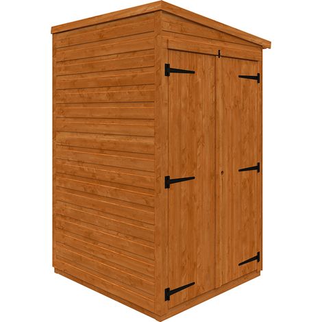 4 x 4 Feet Flex Pent Double Door Windowless 12mm Flex - Solid Wood/Softwood/Pine - L123.8 x W115 x H203 cm - Burnt Orange