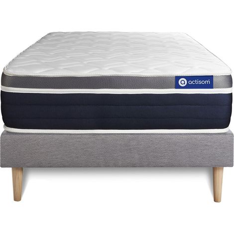 Ensemble ACTIMEMO CONFORT Matelas mémoire de forme 90x200 cm Maxi épaisseur 7zones de confort + sommier KIT gris (1/5)