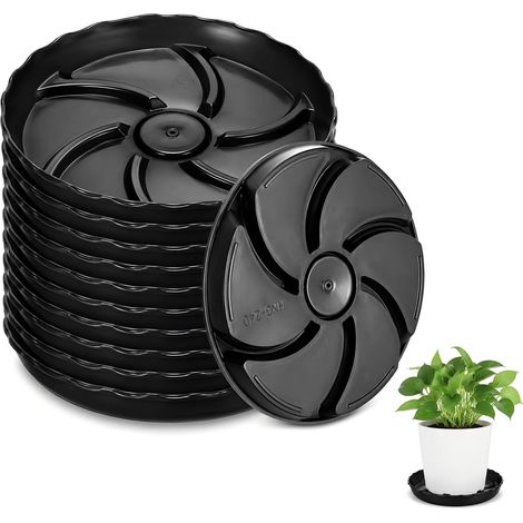 10 Pièces 24cm Soucoupes pour Pots de Fleurs, Noirs Plastique Robuste Plantes (1/5)