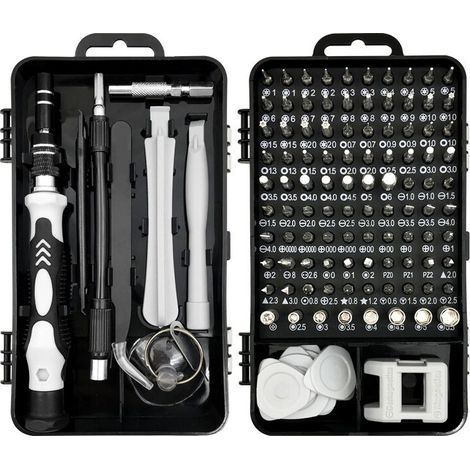 Jeu de tournevis polyvalents 115 en 1, jeu de tournevis de précision, kit de démontage pour ordinateur portable, adapté aux smartphones, iPads, tablettes, produits électroniques (1/5)
