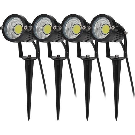 4 PCS éclairage Extérieur à Piquer COB 5W 220V IP65 étanche Orientable Projecteur Spot Led Lampe de Jardin éclairage pour Chemins Plantes Balcon Terrasse Hôtel Pelouse LED Lumière Blanc- (1/5)