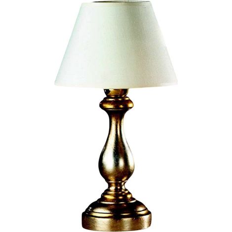 Lumetto In Legno Classico Argento Mecca Con Paralume 1 Luce Merlo