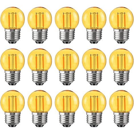 1W Ampoule E27 LED Vintage,G40 Ampoule LED Blanc Chaud 2000K Ambre Ampoule Couleur pour Lampes Nuit Sommeil Sain,Équivalent 10W, Dimmable,Lot de 15 (1/5)