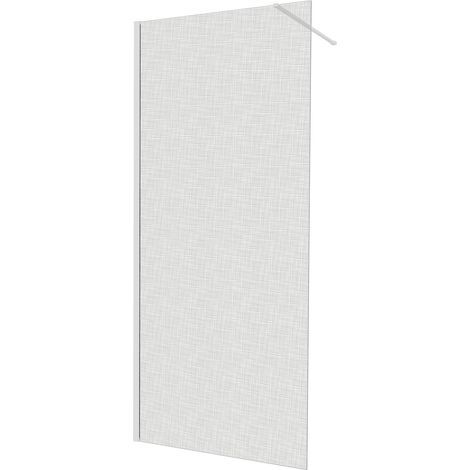 KINEDO - Paroi Douche Solo Design - Verre de 6 mm + Profilé Aluminium - Traitée Anti-Calcaire - Fabriquée en France - L.100 cm x H.200 cm - Verre avec décor effet tissage + Profilé Blanc (1/5)