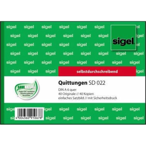 Quittungsblock DIN A6 quer selbstdurchschreibend 1 Durchschlag 2 x 40 Bl. (1/5)
