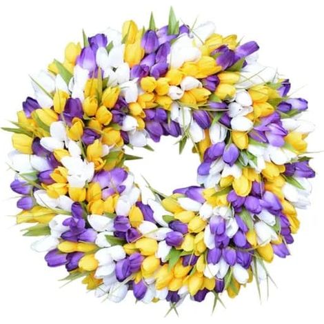 DécorationCouronne décorative de porte, fleurs artificielles, 30 x 30 cm, multicolore (1/5)