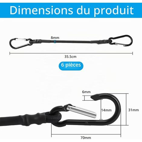 Elastic Bungee Cord with Carabiner, Elastic Strap Luggage Rack, Expander with Hooks, Tension Rope for Backpack, Luggage, Bike, Camping, Car (1/3)