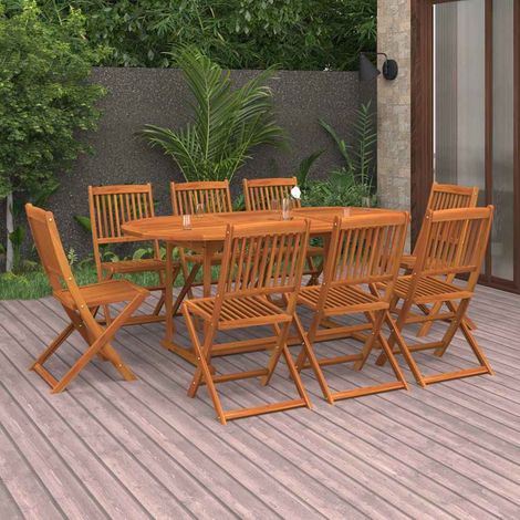 vidaXL Juego comedor de jardín 9 pzas madera maciza acacia 180x90x75cm (1/5)