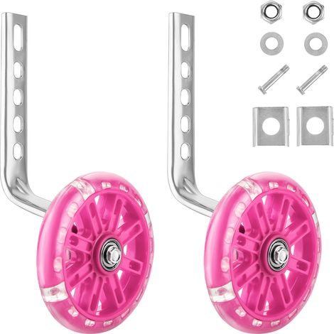 Youyijia 2 Pack Cycling Training Wheels Mute Flash Kids Bike Stabilisers Support Wheels for 12 14 16 18 20 Inch Bicycle Pink (1/5)