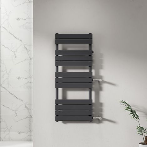 SARDORA Design Badheizkörper 1200 x 500 mm Anthrazit Handtuchheizung Handtuchtrockner Seitenanschluss Nabenabstand 500 & 900 mm rechts mit Ventile (1/5)