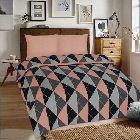 Flanell-Bettwäsche-Set 220x200 F37A1 Braune Dreiecke