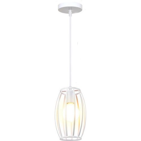 Lampadario da soffitto pendente a sospensione di forma ovale nero o bianco portalampada con attacco e27 bianco (1/5)
