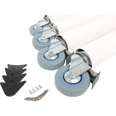 4er Set Tischbeine Tischstütze Tischfuss 710mm Möbelfuss Weiß auf Rollen mit Bremse