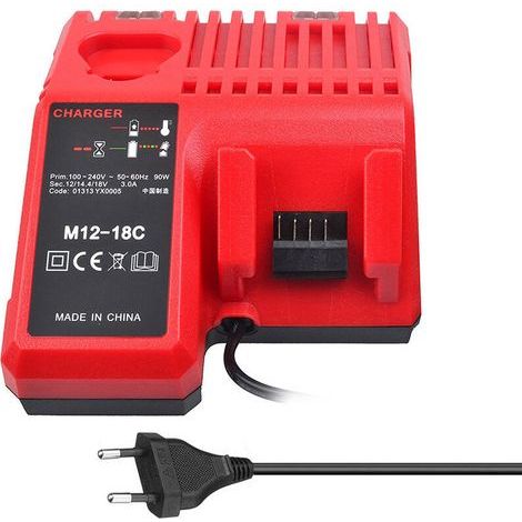 Li-Ion-Akku-Ladegerät M12-18C für Lithium-Batterien Milwaukee 12 V 14,4 V 18 V C1418C 48-11-1815/1828/1840 M18 M14 M12 (1/4)
