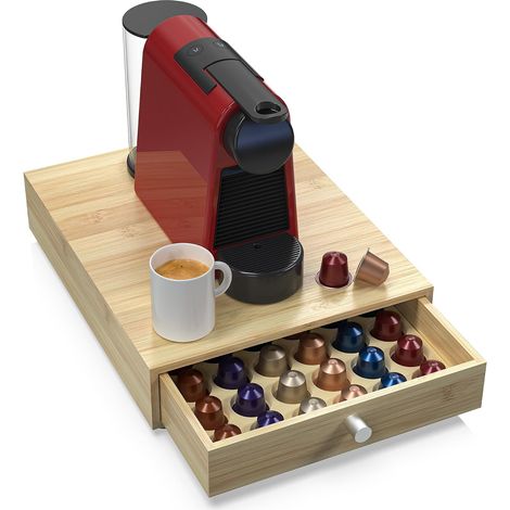 Pour Original Line Nespresso avec 1 Tiroir - Rangement 48 Capsules Capacité - bambou (36,8 x 29,7 x 8,1 cm)