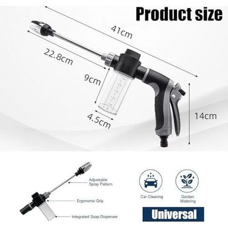 Nettoyeur Turbo pour Tuyau d'Arrosage - Buse Haute Pression, Pistolet Pression Débit d'eau Réglable Lavage de Voiture Irrigation Animaux Compagnie Douche