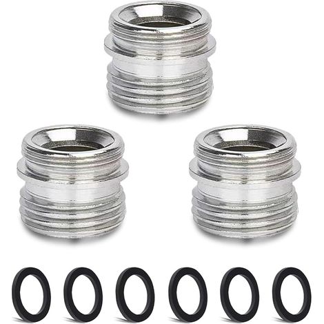3 pièces Kit d'adaptateur de robinet, Mâle M20 mm vers Mâle M20 mm à filetage fin pour aérateur de cuisine Adaptateur de robinet d'évier Raccord de tuyau d'arrosage et filtre à eau standard (1/5)