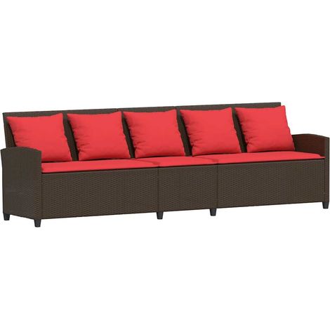 Maison Exclusive - Divano da Giardino a 5 Posti con Cuscini in Polyrattan Marrone