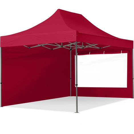 3x4,5m gazebo pieghevole con laterali (finestre panoramiche), PREMIUM acciaio, rosso (1/5)