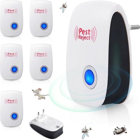 JSSEVN-Ultrason Anti Moustique, Insectes Répulsif Électronique, Répulsif pour Anti Souris, Rats Fourmis Araignées Moustiques - 6 Pack (1/5)