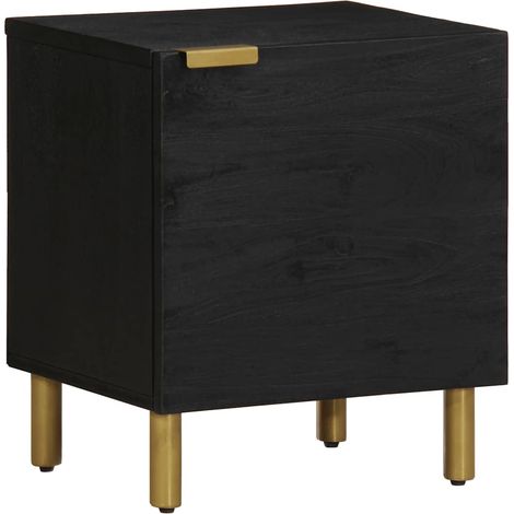Table de chevet avec 1 tiroir et 1 porte en bois de manguier noir 40 x 33 x 46 cm - PANGIVO (1/5)