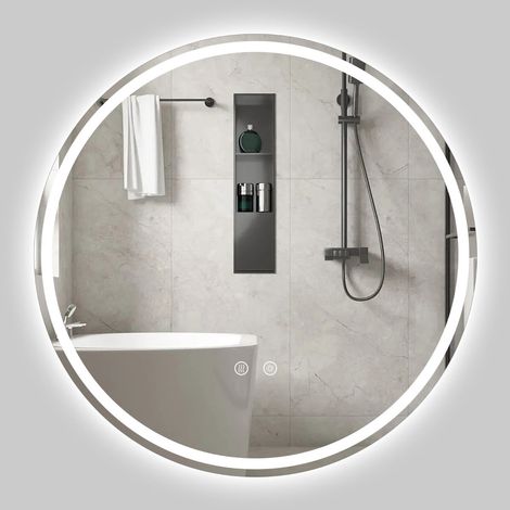 Runder LED-Badezimmerspiegel, Helligkeit einstellbar, Ø 80 cm