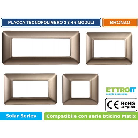 ETTROIT PLACCA PLASTICA 2P BRONZO compatibile matix bticino MT83210