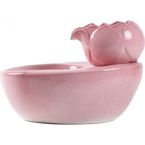 Fontaine À Eau Pour Chats - Céramique - 19 x 14 x 7,5 cm - Rose - 1 Pièce (1/5)