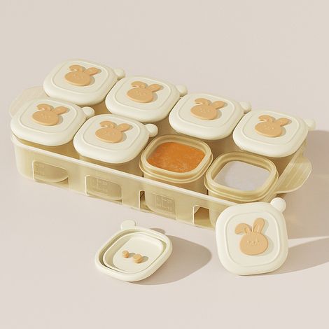 Silikon-Aufbewahrungsboxen für Babynahrung – Eiswürfel- und Püreeformen mit 8 Fächern und Deckel, dampf- und gefriergeeignet, zum Portionieren von Fleisch und Gemüse, BPA-frei-lsw (1/2)