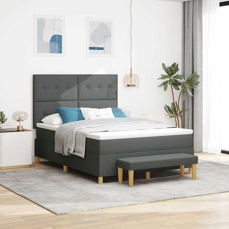 vidaXL Boxspringbett mit Kopfteil Dunkelgrau 200 x 160 cm Stoff (1/5)