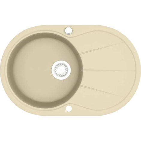 vidaXL Granitspüle Einzelbecken Oval Beige