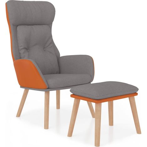 Maison Exclusive - Relaxsessel mit Hocker Hellgrau Kunstleder & S (1/5)