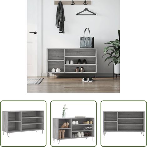 vidaXL Schuhregal Holz - Schuhregal Grau Sonoma 102x36x60 cm Holzwerkstoff (1/5)