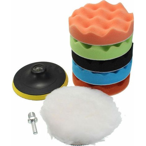 VURAHOME - 8Pcs Voiture Polissage Fartage Buffing Pad Eponge Kit Set Pour Voiture Polisseuse Tampon Waxer Sander Polissage De Fartage D'Etancheite Glaze Comprend 5 Tampons De Polissage + 1 + 1 Tampon (1/4)