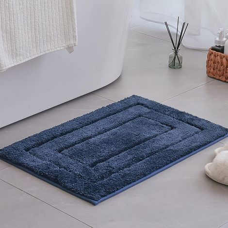 Tapis Salle de Bain 40x60 cm, Tapis Absorbant Salle de Bain Bleu Marine (1/5)