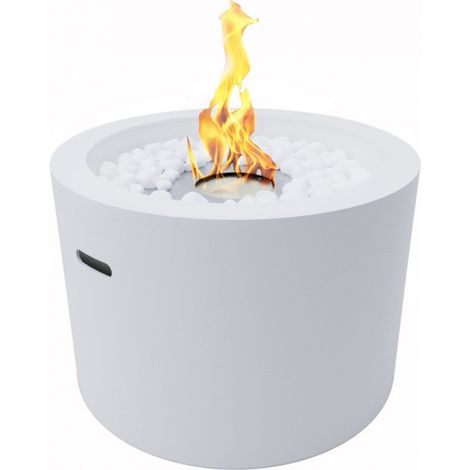 Biocamino freestanding Moon bianco opaco 47,5×32,5 cm, bruciatore inox 1 L