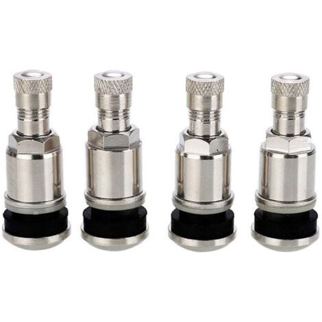 4 valves de pneu de voiture tubeless en acier argenté de 45 mm