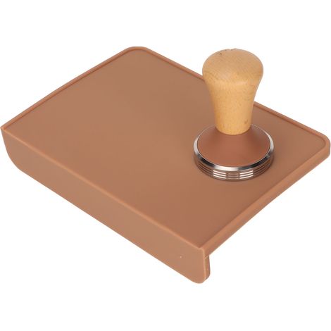 Tapis de tassement à café surdimensionné et tasseur à café en bois, tapis de tassement en silicone anti-poussière pour la maison, tasseur à café marron de 51 mm