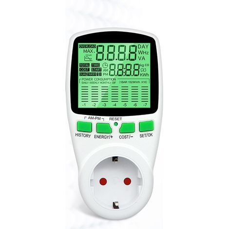 Wattmeter, Stromzähler, Steckdose zur Leistungsmessung und Abrechnung, multifunktionale Stromzählersteckdose (1/5)