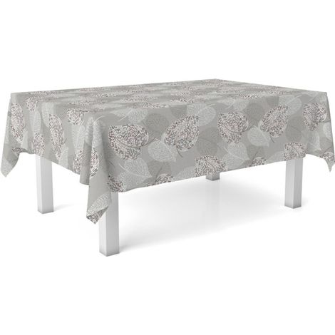 Nappe Toile cirée Lavable rectangulaire 220x140 cm Sil Gris (1/4)