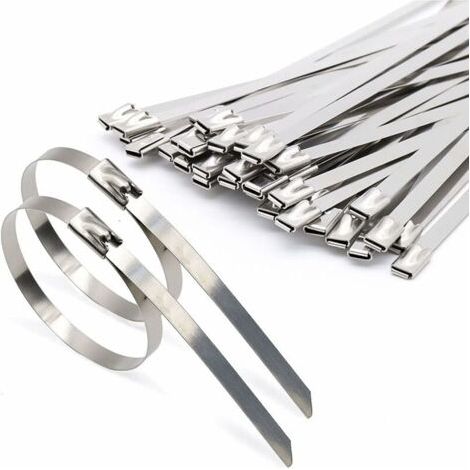100 Pièces Attaches de câble Robustes, Collier de serrage inox en Acier Inoxydable Serre-câbles Acier Autobloquante 4,6x200mm (1/5)