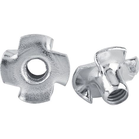 Tuercas en T de acero al carbono galvanizado de 4 puntas – M6 × 50 mm – Paquete de 50 para fijación de madera