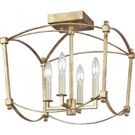 Lampadario Industrial Nordico Thayer Acciaio Doratura Anticata Grande 4 Luci E14 (1/5)
