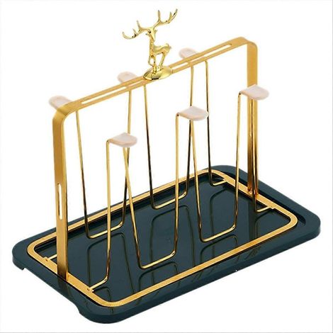 Glasabtropfgestell, Glashalter mit Abtropfsystem, funktionale Esszimmerorganisation, goldfarben (1/5)