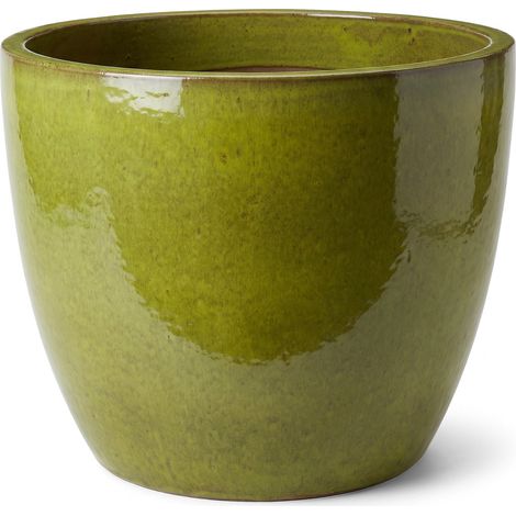 Pot grande taille d'extérieur LANCELOT 58x51cm vert tropical, fait main en terre cuite émaillée, résistant au gel (1/2)