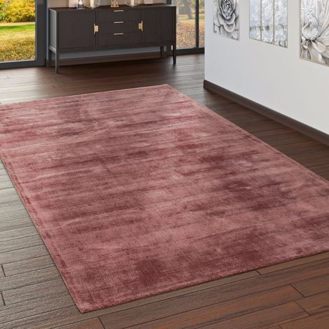 Paco Home Teppich Handgefertigt Hochwertig 100% Viskose Vintage Optisch Meliert Blush Rosa 80x150 cm