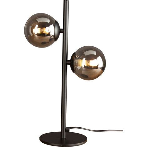 Tischleuchte Schwarz 23 cm Glas Metall Tischlampe (1/2)