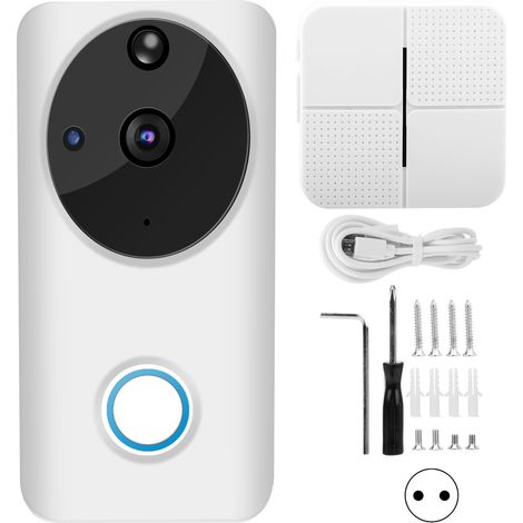Visiophone vidéo WiFi 1080P Interphone de porte étanche Vision nocturne compatible Tuya 85‑265V UE Prise (1/5)