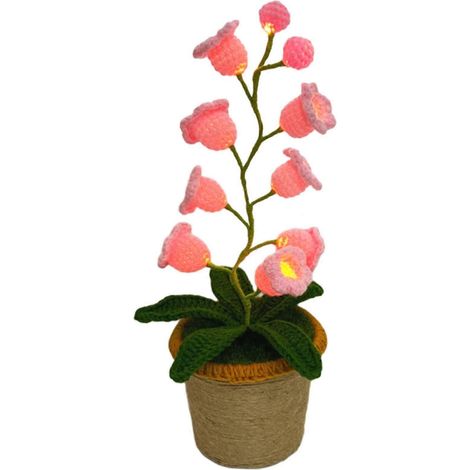 Lampe de chevet Shimmernest Lilyglow Flowers, motif muguet vintage, fleur artificielle au crochet avec dix petites lumières pour la décoration intérieure (1/5)
